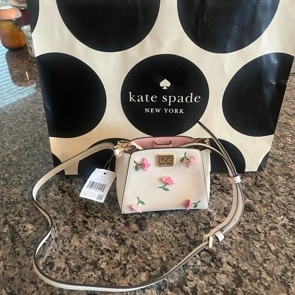 Kate Spade White and Pink Floral Handbag - Picture 3 of 4